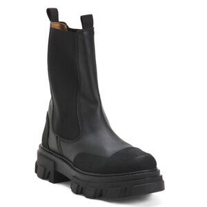 GANNI Black Made In Portugal Mid Cut Chelsea Booties